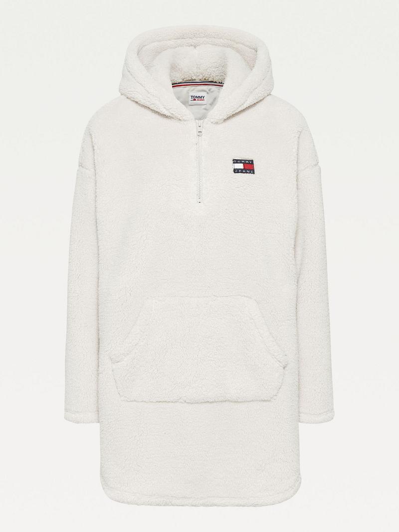 Női Tommy Hilfiger Recycled Badge Hoodie Dresses Bézs | HU 108OKI